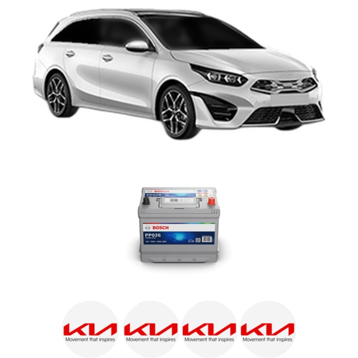 Baterie Acumulator 70 Ah 12 V 540 A KIA CEE'D Combi Van (JD) 1.6 CRDi din 2012-2018 KW 94 CP 128 CMC 1582, auto, Bosch, 4x Stickere auto cu KIA