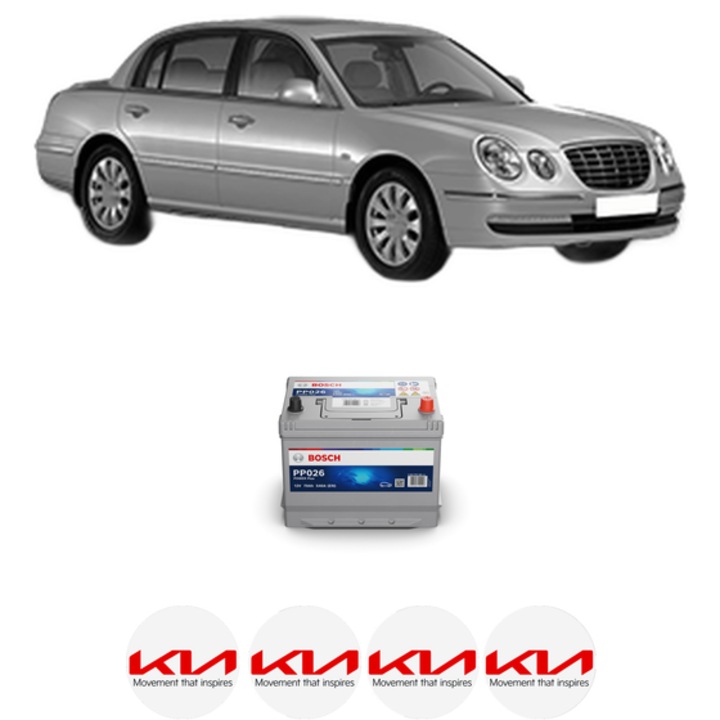 Baterie Acumulator 70 Ah 12 V 540 A KIA OPIRUS (GH) 3.8 V6 din 2006-2012 KW 196 CP 267 CMC 3778, auto, Bosch, 4x Stickere auto cu KIA