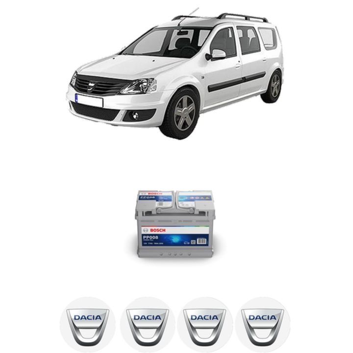 Baterie Acumulator 77 Ah 12 V 780 A DACIA LOGAN MCV II 1.5 dCi din 2013 KW 55 CP 75 CMC 1461, auto, Bosch, 4x Stickere auto cu DACIA