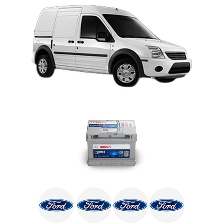 Baterie Acumulator 60 Ah 12 V 540 A FORD TRANSIT CONNECT (P65_, P70_, P80_) 1.8 16V din 2002-2013 KW 85 CP 116 CMC 1796, auto, Bosch, 4x Stickere auto cu FORD