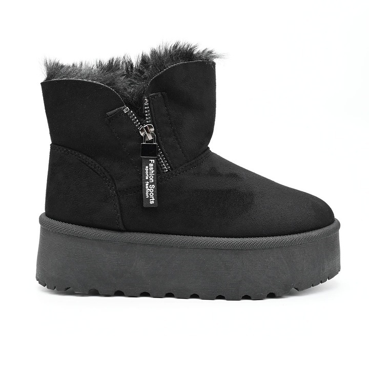 Női csizma, Ugg típusú, velúr eco bőrből, bélelt, CD1038, fekete 36