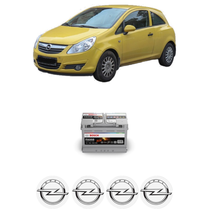 Baterie Acumulator 70 Ah 12 V 760 A OPEL CORSA D Hatchback Van (S07) 1.3 CDTI (L08) din 2006-2014 KW 55 CP 75 CMC 1248, auto, Bosch, 4x Stickere auto cu OPEL