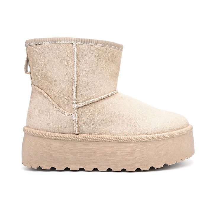 Női csizma, Ugg típusú, Öko bőrből, bélelt, CD1039, Bézs 40