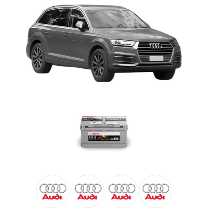 Baterie Acumulator 95 Ah 12 V 830 A AUDI Q7 (4MB, 4MG, 4MQ) 2.0 TFSI quattro din 2015 KW 185 CP 252 CMC 1984, auto, Bosch, 4x Stickere auto cu AUDI