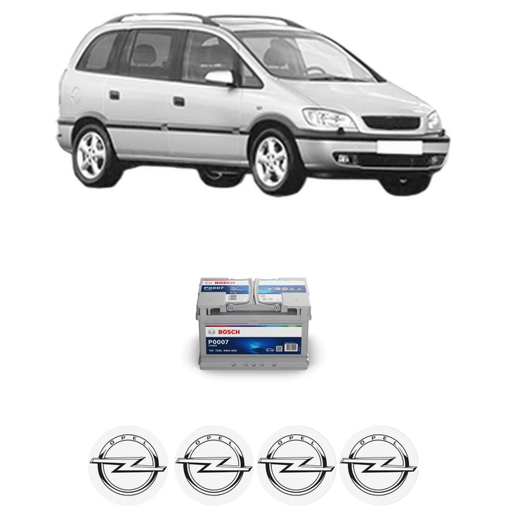 Baterie Acumulator 72 Ah 12 V 680 A OPEL ZAFIRA A MPV (T98) 2.0 DTI 16V (F75) din 2000-2005 KW 74 CP 101 CMC 1995, auto, Bosch, 4x Stickere auto cu OPEL