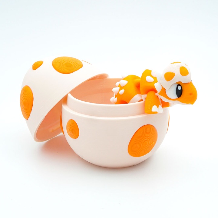 Dinoszaurusz Figura + Dinoszaurusz Tojás Készlet, Artikulált Figura, 3D, 7 cm, Narancssárga