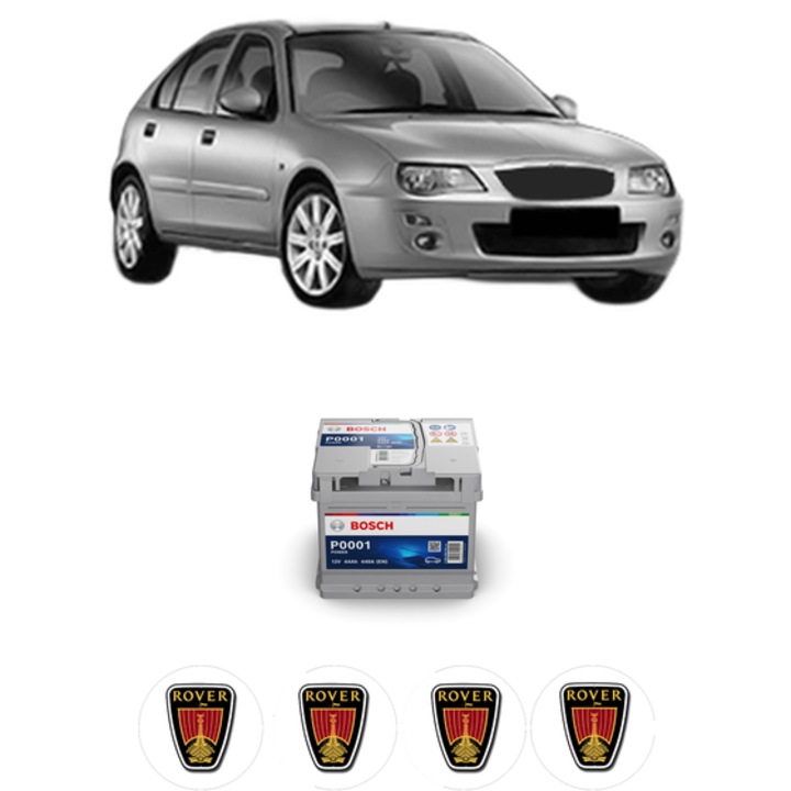 Baterie Acumulator 44 Ah 12 V 440 A ROVER 25 I Hatchback (RF) 1.1 16V din 2004-2005 KW 55 CP 75 CMC 1120, auto, Bosch, 4x Stickere auto cu ROVER