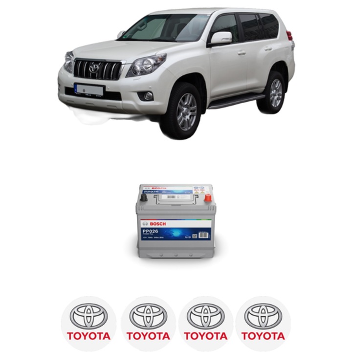 Baterie Acumulator 70 Ah 12 V 540 A TOYOTA LAND CRUISER VAN (_J15_) 3.0 D4d 4WD (KDJ155, KDJ150) din 2011 KW 140 CP 190 CMC 2982, auto, Bosch, 4x Stickere auto cu TOYOTA
