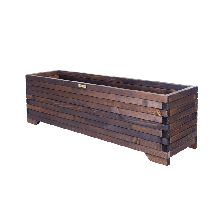 Ghiveci din lemn 120x35x40cm Greenspot pentru terasa, balcon si gradina - Set donici pentru flori, ierburi, arbusti - Timber