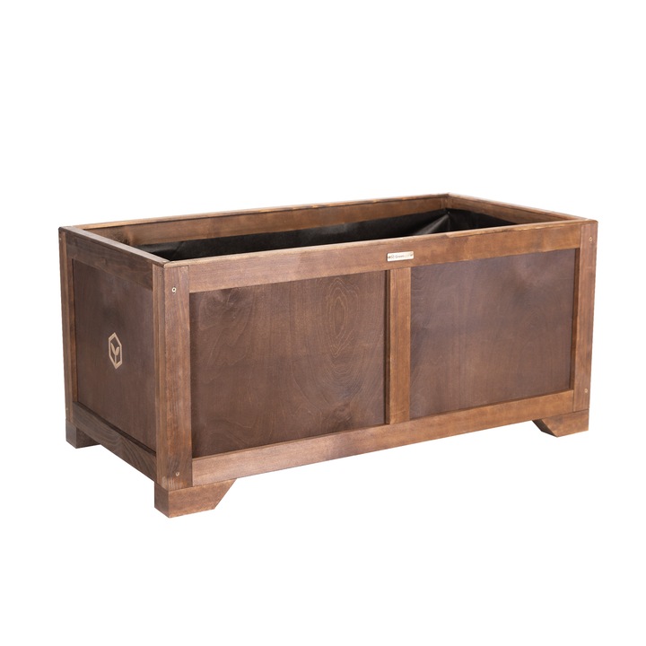 Ghiveci din lemn Vintage Greenspot, 80x42x45cm, pentru flori, ierburi, legume, culoare palisandru inchis
