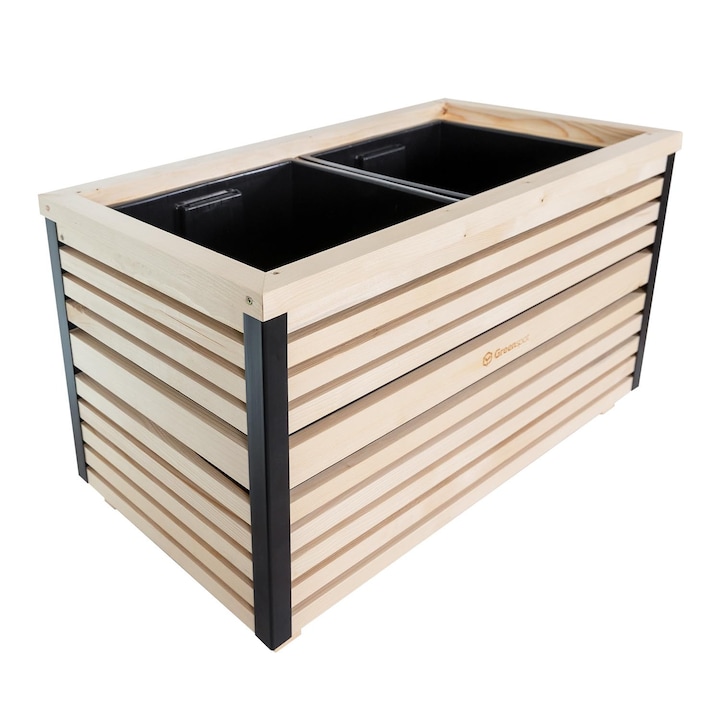Ghiveci din lemn Excellent, Greenspot, 80x40x45cm, impermeabil, pentru flori, arbusti, copaci, culoare transparenta