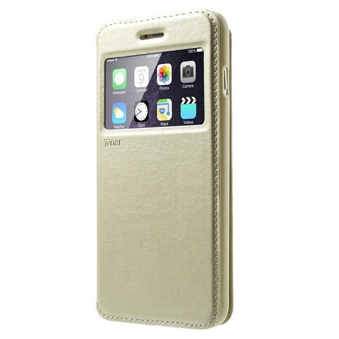 Husa Book S-View Roar Noble pentru Apple iPhone 8, Gold