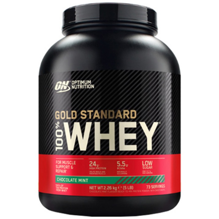 Хранителна добавка Optimum Nutrition 100% Whey Gold Standard Chocolate Mint, 2.244 кг