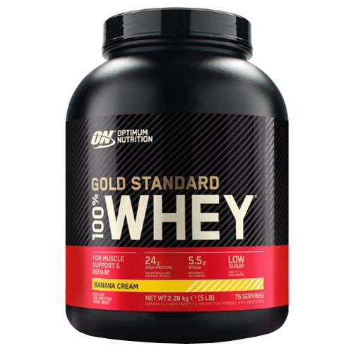 Proteine din zer, pudra proteica, Optimum Nutrition ON 100% Whey Gold Standard protein, banane, 2.27 kg