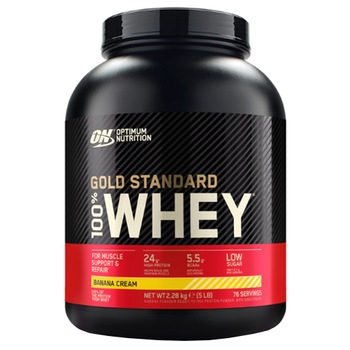 Proteine din zer, pudra proteica, Optimum Nutrition ON 100% Whey Gold Standard protein, banane, 2.27 kg Proteine din zer, pudra proteica, Optimum Nutrition ON 100% Whey Gold Standard protein, banane, 2.27 kg
