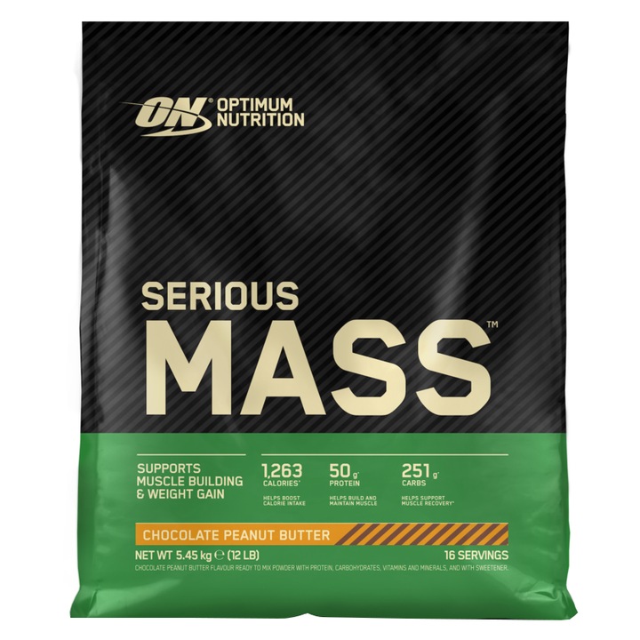 Протеин Optimum Nutrition ON Serious Mass, Шоколад и фъстъчено масло, 5,45 кг