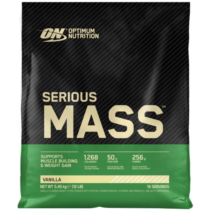 Хранителна добавка Optimum Nutrition Serious Mass Vanilla, Енергизираща, 5.45 кг