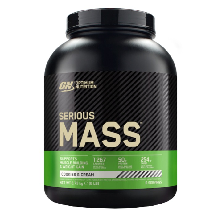 Хранителна добавка Optimum Nutrition Serious Mass Cookies & Cream, 2.7 кг