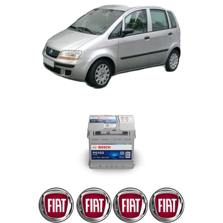 Baterie Acumulator 44 Ah 12 V 360 A FIAT IDEA Van (350_) 1.4 (350BXA1A) din 2004-2012 KW 70 CP 95 CMC 1368, auto, Bosch, 4x Stickere auto cu FIAT