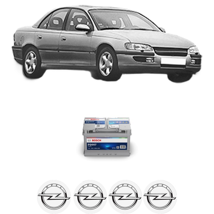 Baterie Acumulator 72 Ah 12 V 680 A OPEL OMEGA B (V94) 3.2 V6 (F69, M69, P69) din 2001-2003 KW 160 CP 218 CMC 3175, auto, Bosch, 4x Stickere auto cu OPEL