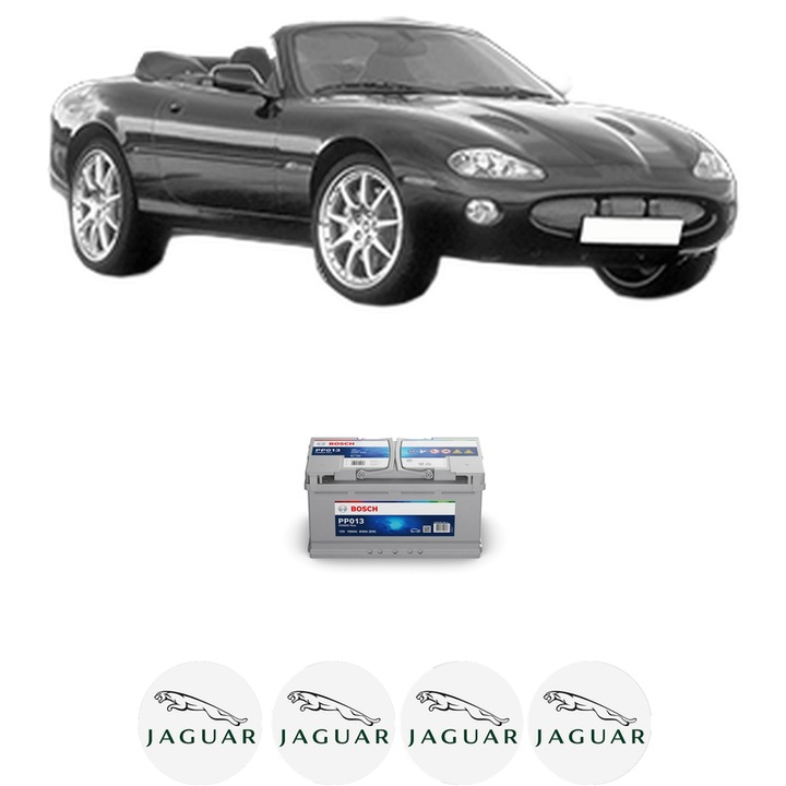 Baterie Acumulator 100 Ah 12 V 830 A JAGUAR XK 8 Convertible (X100) R 4.2 din 2002-2006 KW 291 CP 396 CMC 4196, auto, Bosch, 4x Stickere auto cu JAGUAR