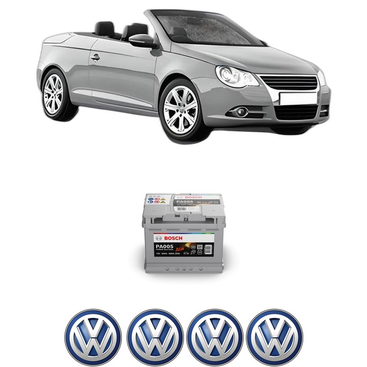 Baterie Acumulator 60 Ah 12 V 680 A Volkswagen EOS (1F7, 1F8) 1.4 TSI din 2007-2015 KW 90 CP 122 CMC 1390, auto, Bosch, 4x Stickere auto cu Volkswagen