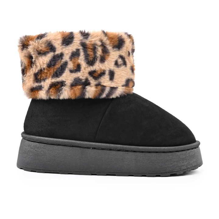 Noi csizma, Ugg tipusu, Oko velur borbol, belelt, CD1054, Fekete