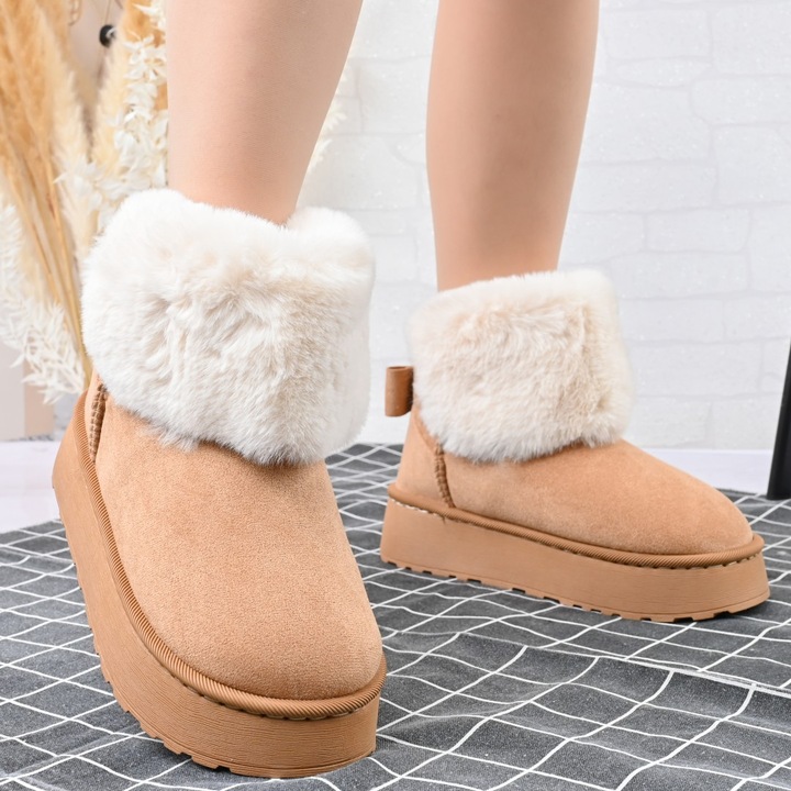 Noi csizma, Ugg tipusu, Oko velur borbol, belelt, CD1056,, Tevebarna