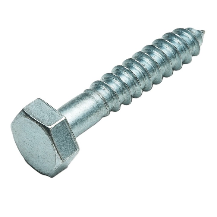 Set 100 buc - Surub lemn cap hexagonal DIN 571 6 x120 otel zincat