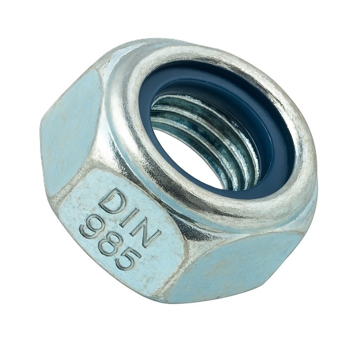 Set 100 buc - Piulita cu autoblocare plastic DIN 985 10. M16x1.50 otel zincat