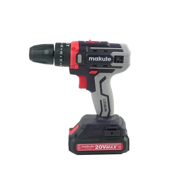 Masina de gaurit cu impact fara fir Makute CD229-L-2B, 20V, cuplu maxim 30N.m, set cu 2 baterii si incarcator