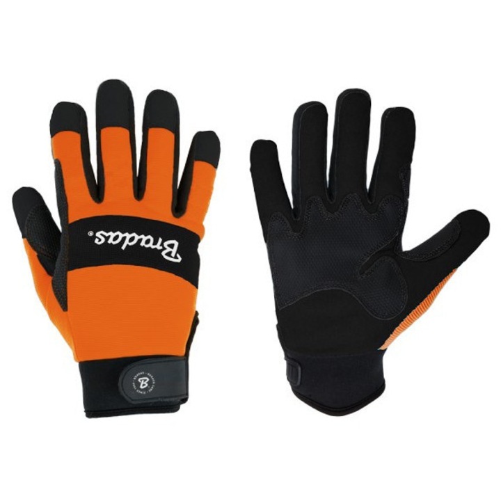 Manusi de protectie Bradas TECH BLACK, marimea 9, neopren, negru-portocaliu, manseta lunga