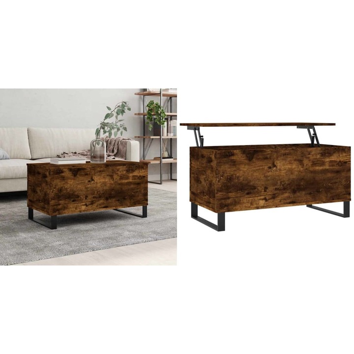 Masuta de cafea, stejar fumuriu, 90x44, 5x45 cm, lemn compozit