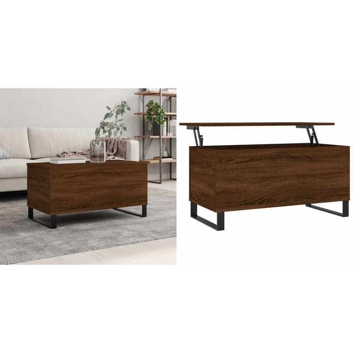 Masuta de cafea, stejar maro, 90x44, 5x45 cm, lemn compozit