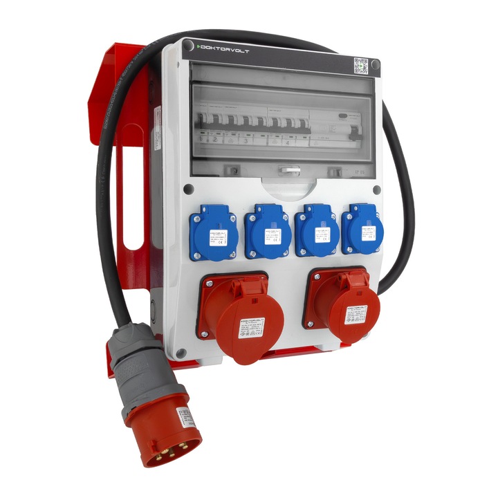 Tablou electricc, Doktorvolt, DV-6067-D, 4x230V, 2xCEE 400V, IP44, 260x360x127mm, cu suport si cablu 1,5m