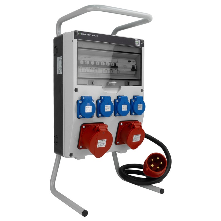 Tablou de distributie pentru constructii 16A 32A CEE 4x230V pe suport cu stecher TGD-S/FI cu protectie VDE Doktorvolt DV-6050-D