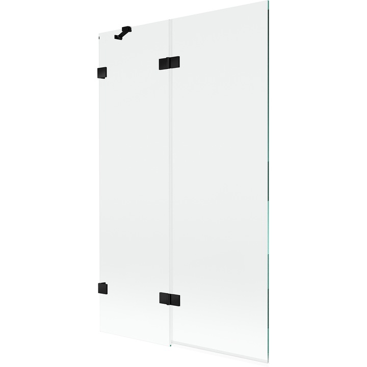 Mexen Lunar paravan cada cu 2 usi batante, stanga 110 x 150 cm, transparent, negru - 897-110-100-70-00-L