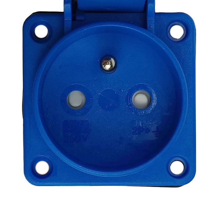 Priza panou, 230V/16A IP54 cu bolt de impamantare, TP Electric, albastru, tip E