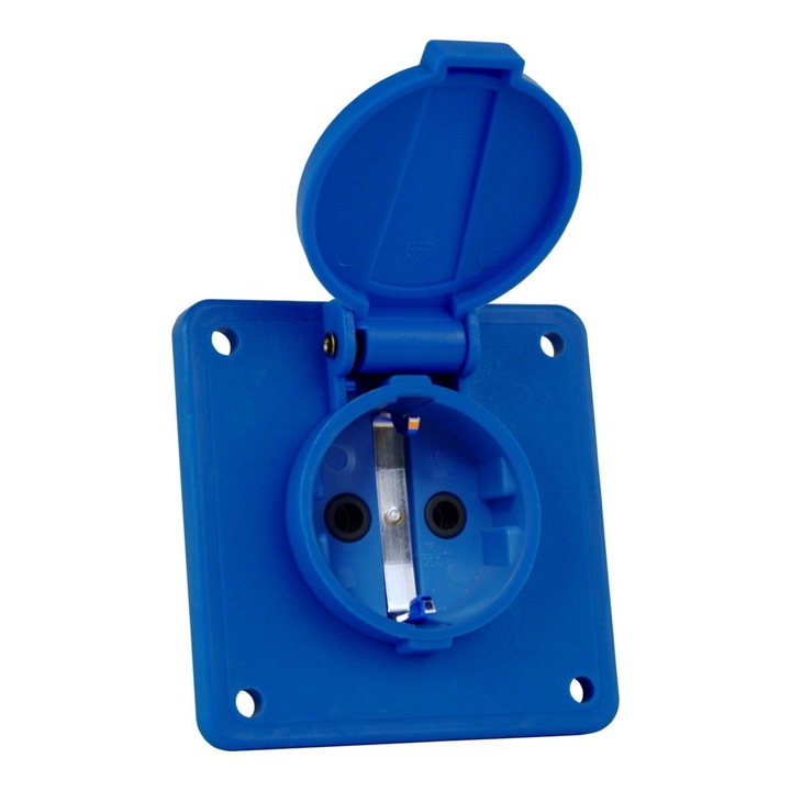Prize tablicowe Schuko Bals, 16A, 2P+PE, IP54, 75x75mm, albastru RAL 5015