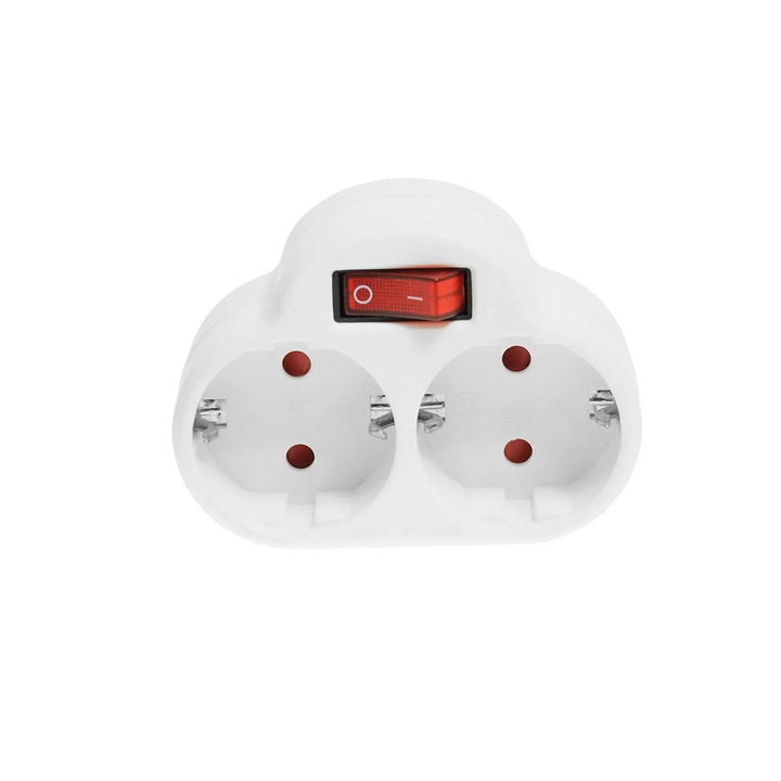 Priza dubla, PLASTROL, alb, 230V, 3680W