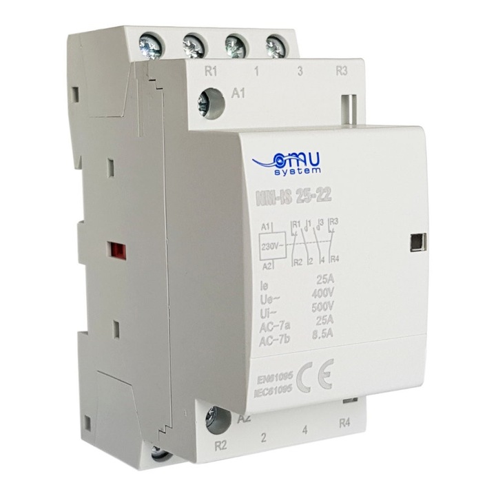 CONTACTOR MODULAR 230VAC 25A 2NO+2NC PENTRU CONTROLUL SISTEMELOR MONOFAZICE SI TRIFAZATE XBS NM-IS 25-22 5220