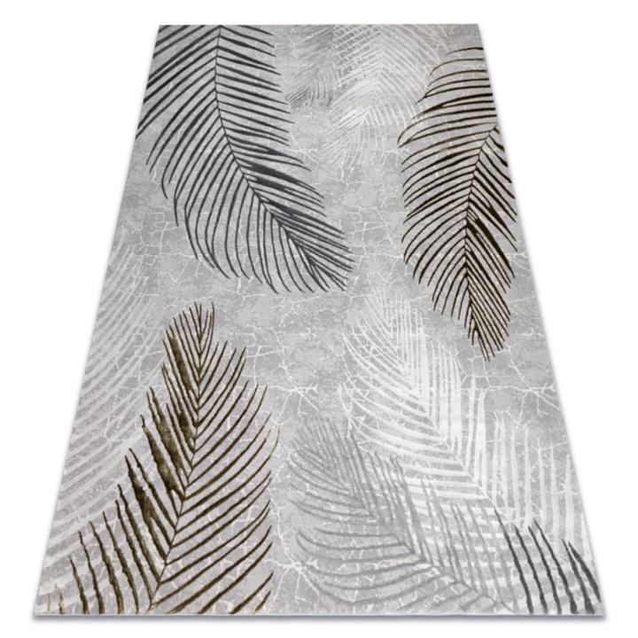 Covor DYWANY ŁUSZCZÓW ALLURE 8752 Frunze de palmier - Structural, elegant, glamour gri / auriu, 120x170 cm