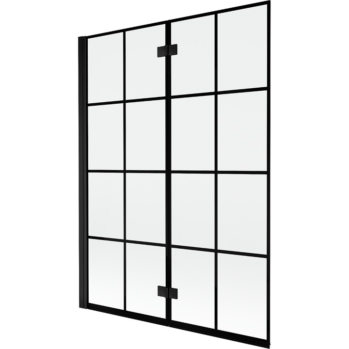 Mexen Mist paravan de dus 2-panouri stanga 130 x 150 cm, grilaj negru, negru - 8A9-130-002-70-77-L