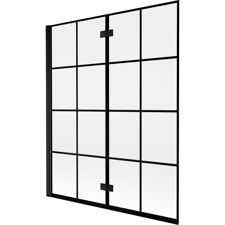 Paravan de baie Mexen Mist cu 2 usi, stanga 140 x 150 cm, grilaj negru, negru - 8A9-140-002-70-77-L