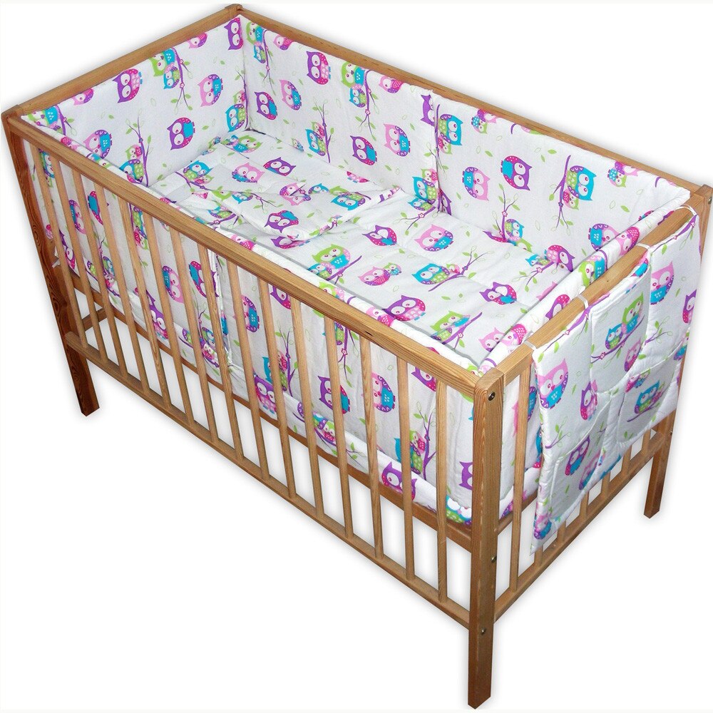 Lenjerie patut bebe cu 6 piese bufnite mov