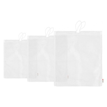 Set 3 saculeti cumparaturi legume/fructe, Textilia, alba, diferite dimensiuni Set 3 saculeti cumparaturi legume/fructe, Textilia, alba, diferite dimensiuni