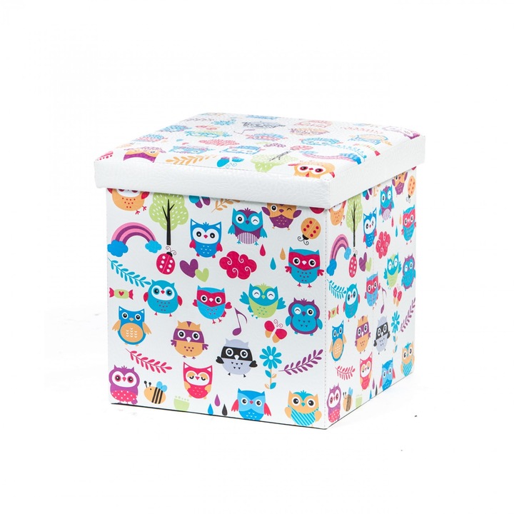 Taburet NEW pliabil cu spatiu de depozitare, 38x38cm