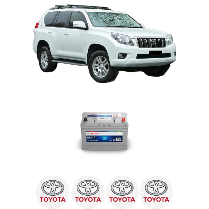 Baterie Acumulator 95 Ah 12 V 830 A TOYOTA LAND CRUISER PRADO (_J15_) 4.0 V6 VVT-i (GRJ150_, GRJ125_, GRJ150) din 2009 KW 207 CP 282 CMC 3956, auto, Bosch, 4x Stickere auto cu TOYOTA