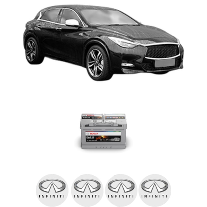 Baterie Acumulator 80 Ah 12 V 800 A INFINITI Q30 2.2 D din 2015 KW 125 CP 170 CMC 2143, auto, Bosch, 4x Stickere auto cu INFINITI