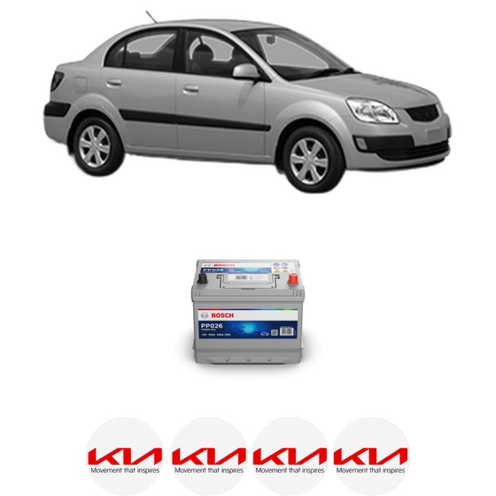 Baterie Acumulator 70 Ah 12 V 540 A KIA RIO II Saloon (JB) 1.5 CRDi din 2005-2011 KW 81 CP 110 CMC 1493, auto, Bosch, 4x Stickere auto cu KIA